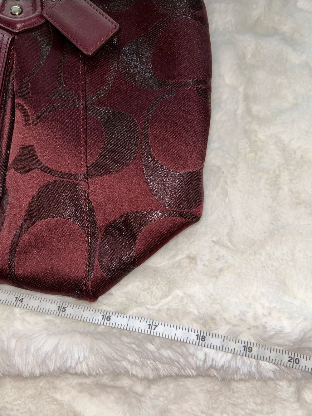 Coach Burgundy Signature Logo Tote with Leather Trim - Picture 11 of 12